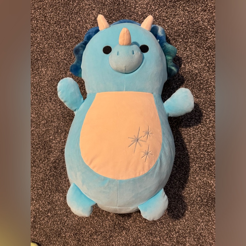SQUISHMALLOWS HUGMEES 18” MALIK THE BLUE TRICERATOPS EUC
